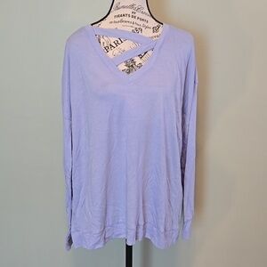 Blue V-neck Long Sleeve
